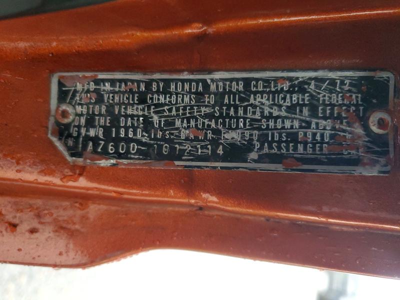 1972 Honda Az600 მანქანა იყიდება აუქციონზე, vin: AZ6001012114, აუქციონის ნომერი: 96447445