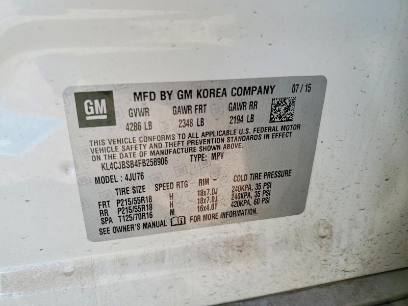 Продажа на аукционе авто 2015 Buick Encore, vin: KL4CJBSB4FB258906, номер лота: 73407415