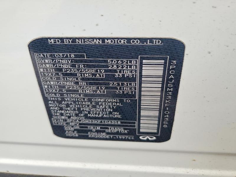 Aukcja sprzedaży 2019 Infiniti Qx50 Essen, vin: 3PCAJ5M33KF104358, numer aukcji: 98973465