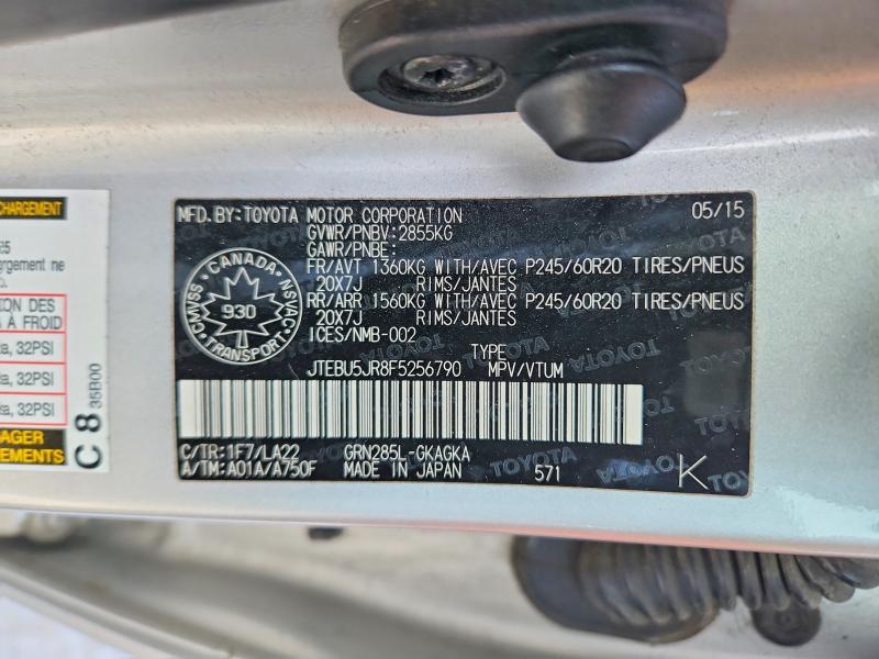 Продажа на аукционе авто 2015 Toyota 4runner Sr, vin: JTEBU5JR8F5256790, номер лота: 72615605