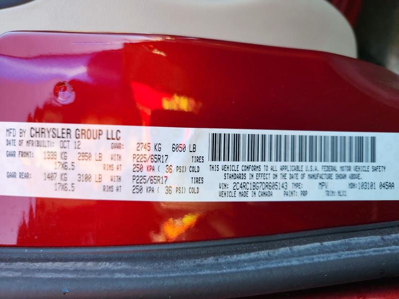 99279615 :رقم المزاد ، 2C4RC1BG7DR605143 vin ، 2013 Chrysler Town & Country مزاد بيع