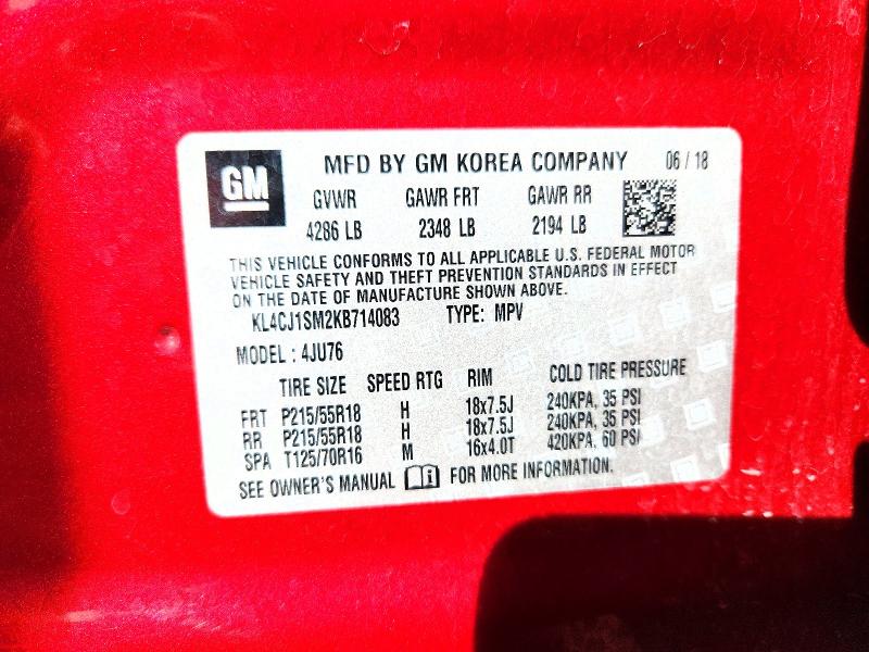 2019 Buick Encore მანქანა იყიდება აუქციონზე, vin: KL4CJ1SM2KB714083, აუქციონის ნომერი: 98678885