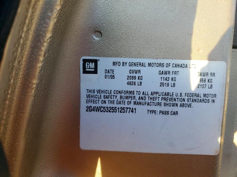 74340735 :رقم المزاد ، 2G4WC532551257741 vin ، 2005 Buick Lacrosse مزاد بيع