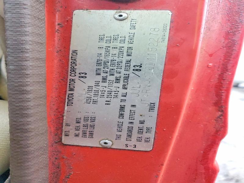 Продаж на аукціоні авто 1983 Toyota Pickup 1/2, vin: JT4RN44D6D1152278, номер лоту: 99558435