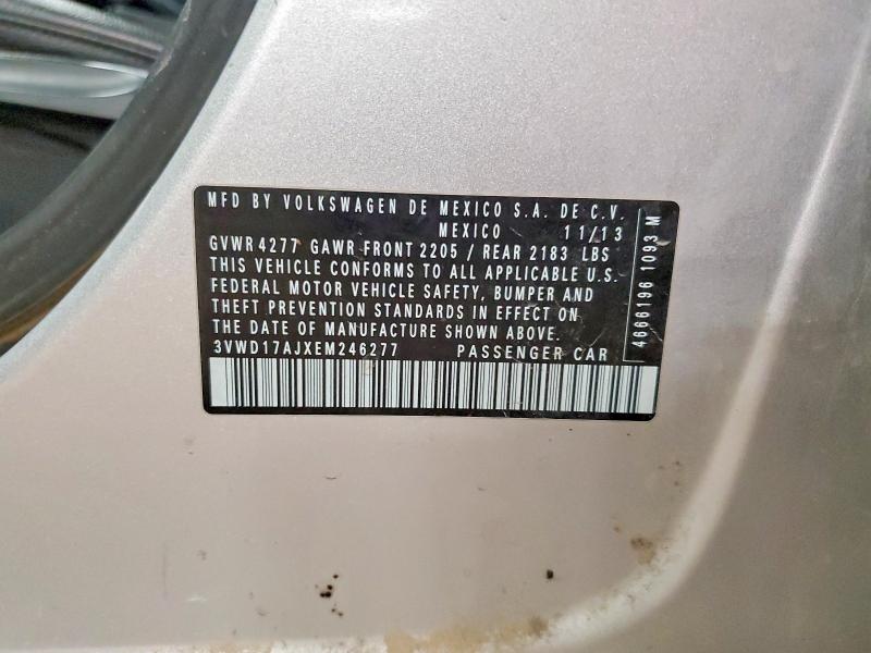 73915385 :رقم المزاد ، 3VWD17AJXEM246277 vin ، 2014 Volkswagen Jetta مزاد بيع
