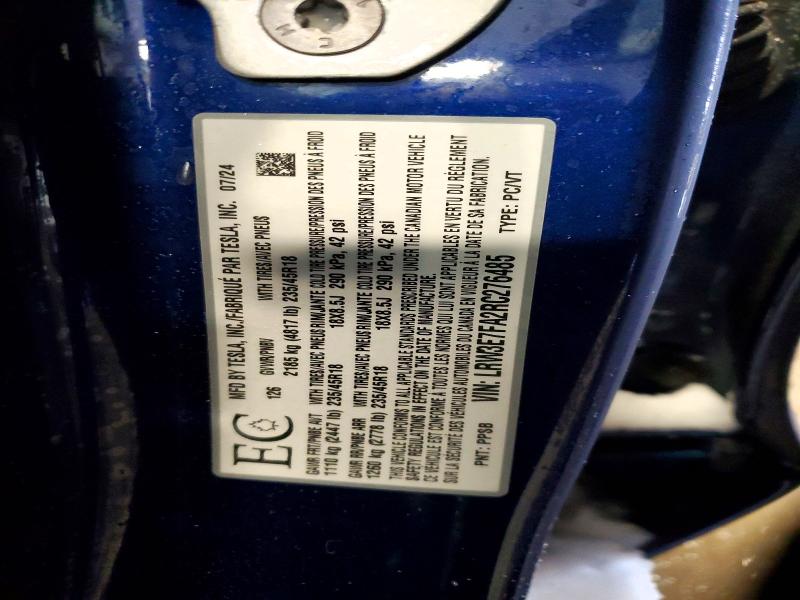 Продажа на аукционе авто 2024 Tesla Model 3, vin: LRW3E7FA2RC276485, номер лота: 99500125