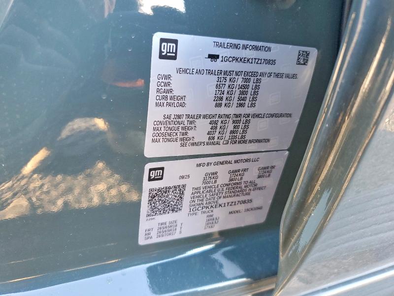 99616455 :رقم المزاد ، 1GCPKKEK1TZ170835 vin ، 2026 Chevrolet Silverado مزاد بيع
