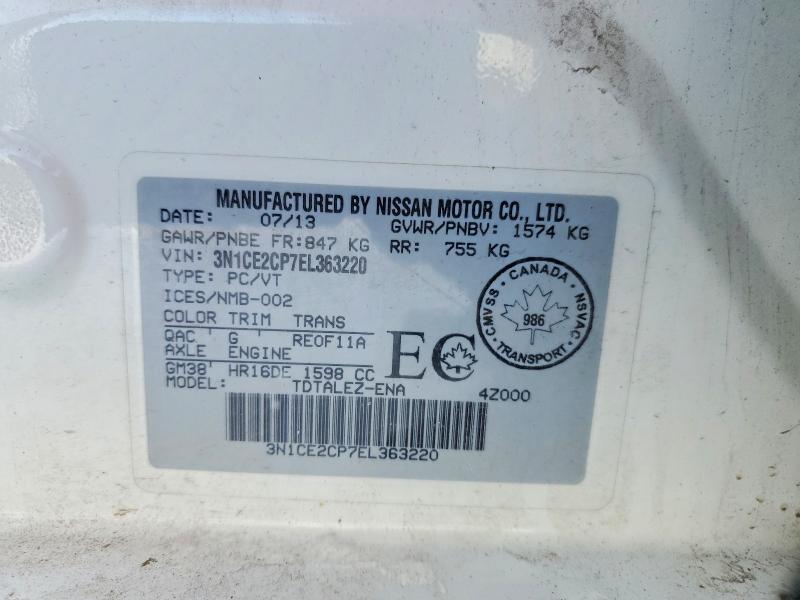 Продажа на аукционе авто 2014 Nissan Versa Note, vin: 3N1CE2CP7EL363220, номер лота: 74193735