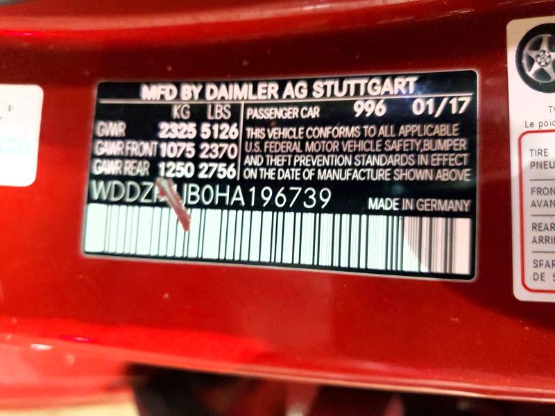74765365 :رقم المزاد ، WDDZF4JB0HA196739 vin ، 2017 Mercedes-benz E مزاد بيع