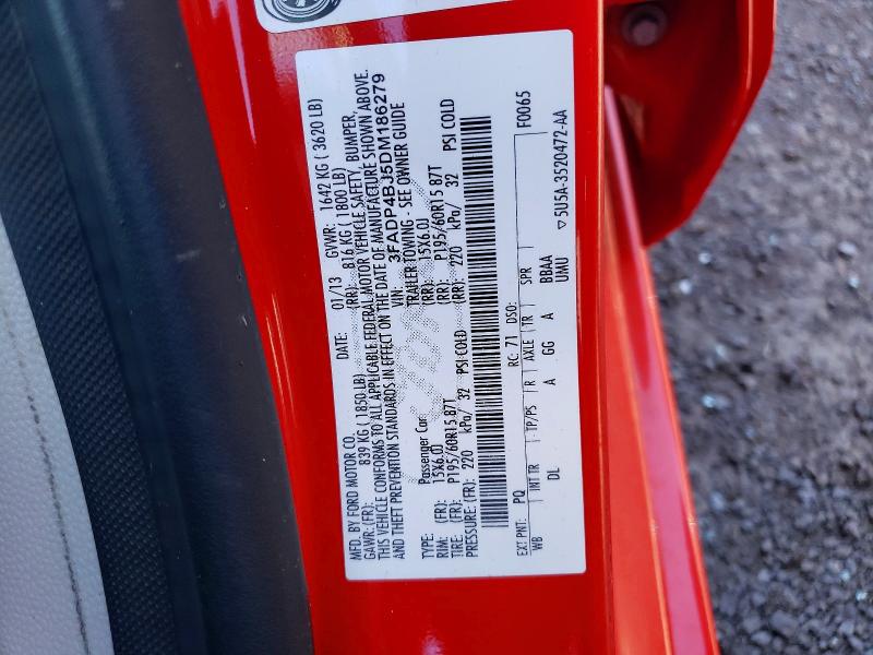 96554615 :رقم المزاد ، 3FADP4BJ5DM186279 vin ، 2013 Ford Fiesta مزاد بيع