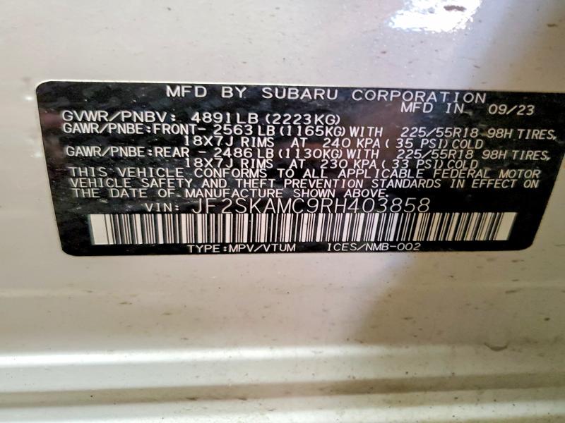 Продаж на аукціоні авто 2024 Subaru Forester T, vin: JF2SKAMC9RH403858, номер лоту: 74291015