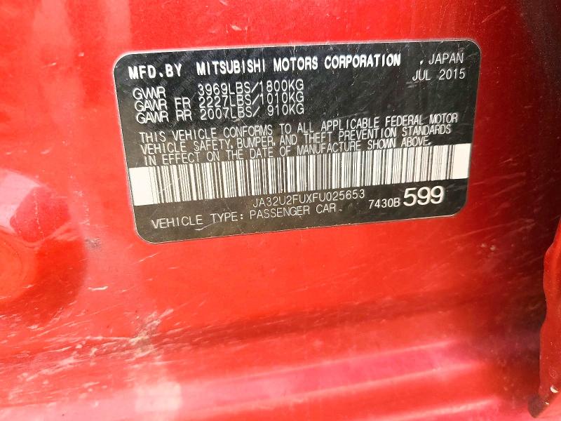 Продаж на аукціоні авто 2015 Mitsubishi Lancer, vin: JA32U2FUXFU025653, номер лоту: 74698285