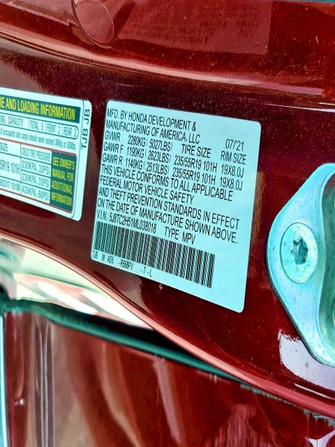 2021 Acura Rdx Techno მანქანა იყიდება აუქციონზე, vin: 5J8TC2H51ML038018, აუქციონის ნომერი: 73913515