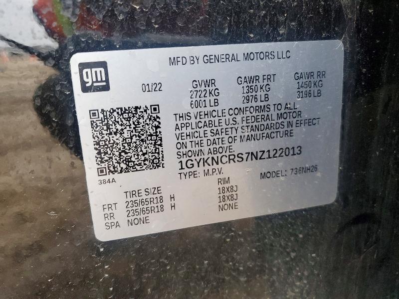 Aukcja sprzedaży 2022 Cadillac Xt5, vin: 1GYKNCRS7NZ122013, numer aukcji: 75031255
