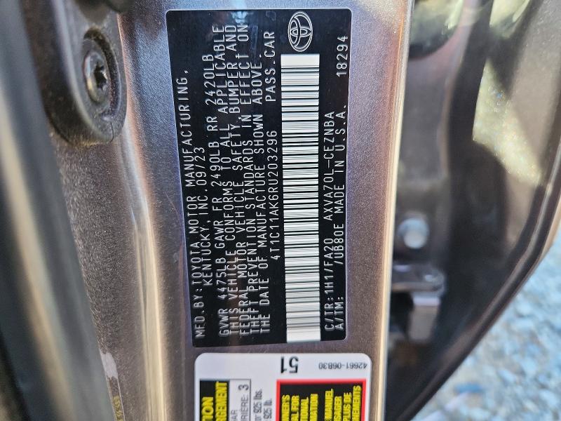 51002786 :رقم المزاد ، 4T1C11AK6RU203296 vin ، 2024 Toyota Camry مزاد بيع