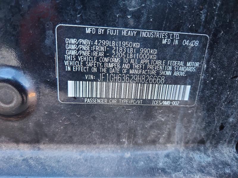 Продаж на аукціоні авто 2009 Subaru Impreza, vin: JF1GH63629H826668, номер лоту: 74721865