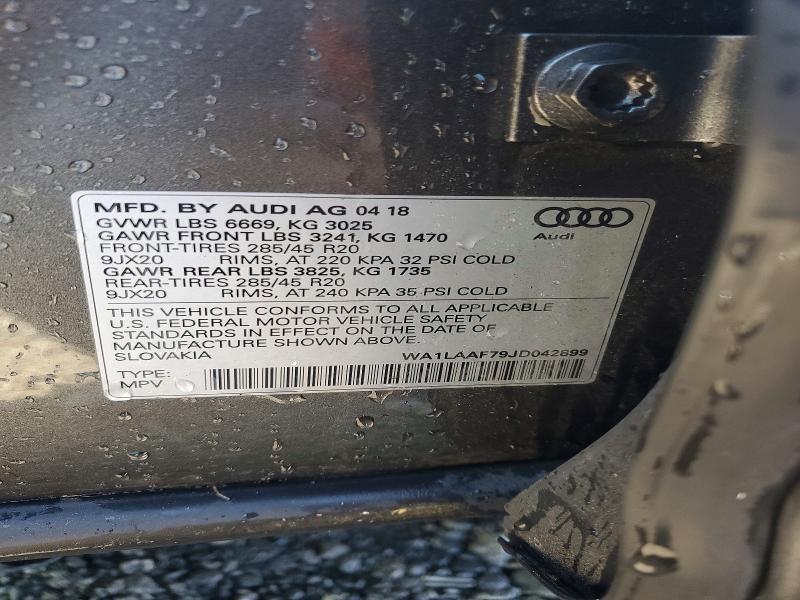 Aukcja sprzedaży 2018 Audi Q7, vin: WA1LAAF79JD042899, numer aukcji: 99544095