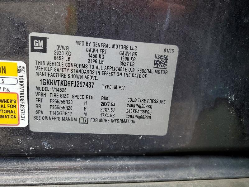 Продаж на аукціоні авто 2015 Gmc Acadia, vin: 1GKKVTKD8FJ267437, номер лоту: 72783765