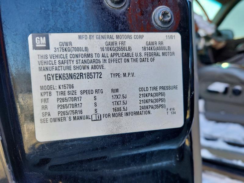2002 Cadillac Escalade მანქანა იყიდება აუქციონზე, vin: 1GYEK63N62R185772, აუქციონის ნომერი: 75373305