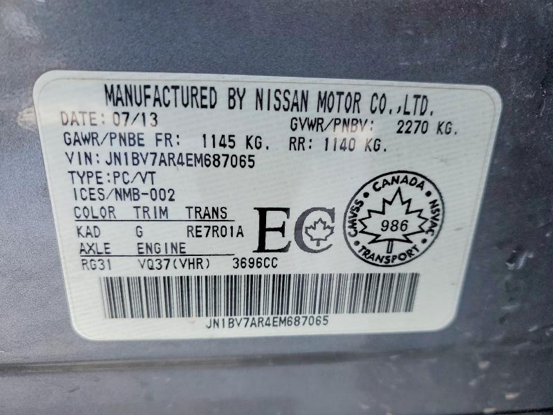Aukcja sprzedaży 2014 Infiniti Q50, vin: JN1BV7AR4EM687065, numer aukcji: 74668995