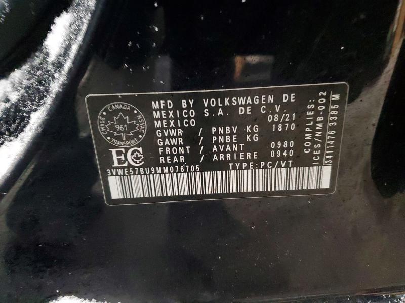 Aukcja sprzedaży 2021 Volkswagen Jetta Highline 1.4 T, vin: 3VWE57BU9MM076705, numer aukcji: 98902305