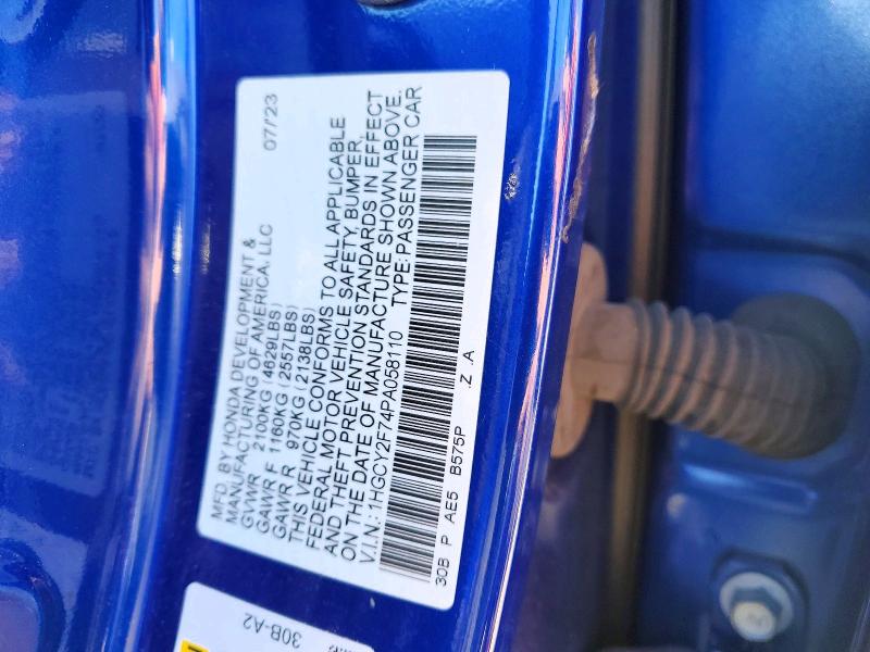 Aukcja sprzedaży 2023 Honda Accord, vin: 1HGCY2F74PA058110, numer aukcji: 72764995