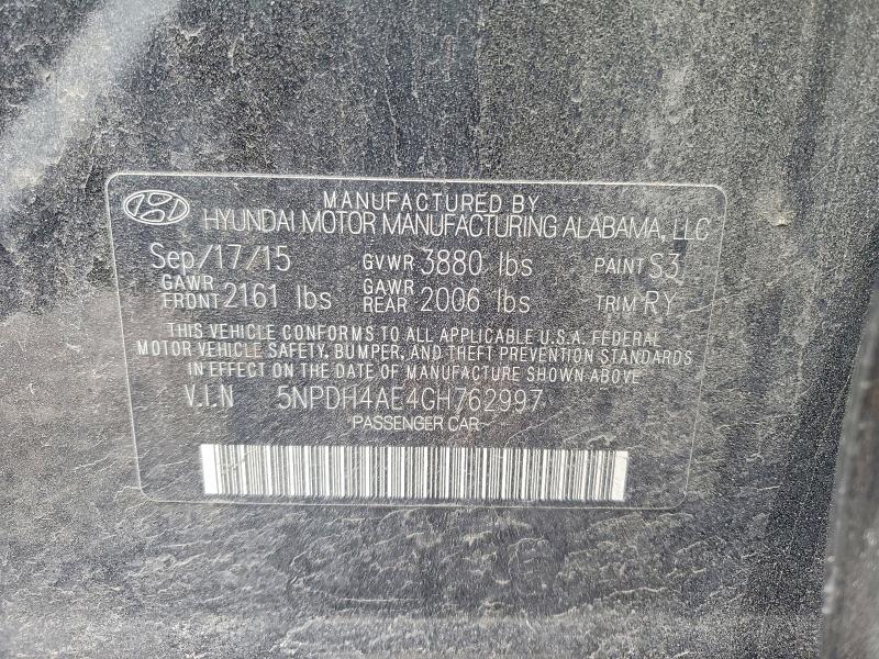 Продажа на аукционе авто 2016 Hyundai Elantra, vin: 5NPDH4AE4GH762997, номер лота: 74163855