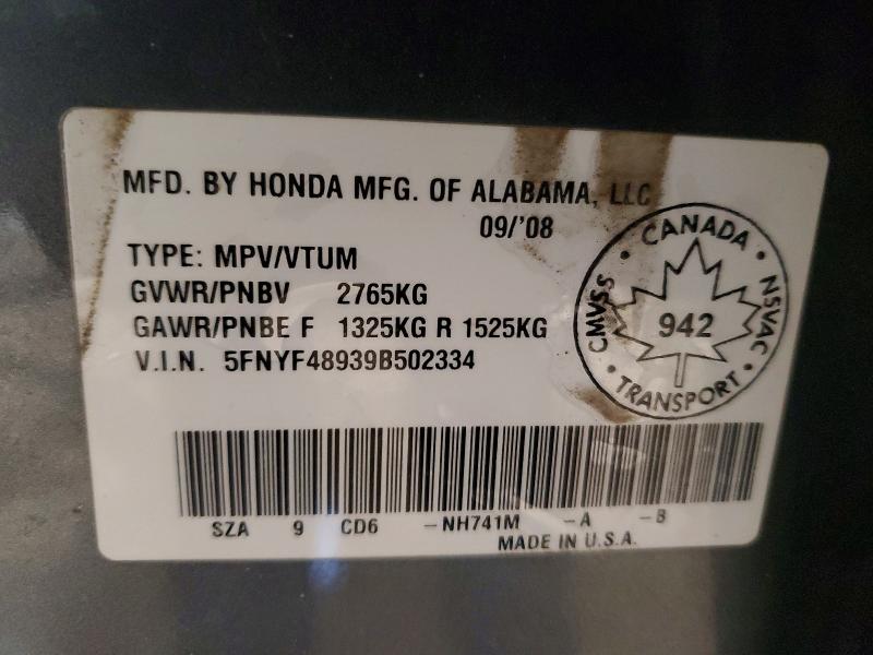 Продажа на аукционе авто 2009 Honda Pilot Tour, vin: 5FNYF48939B502334, номер лота: 98354165