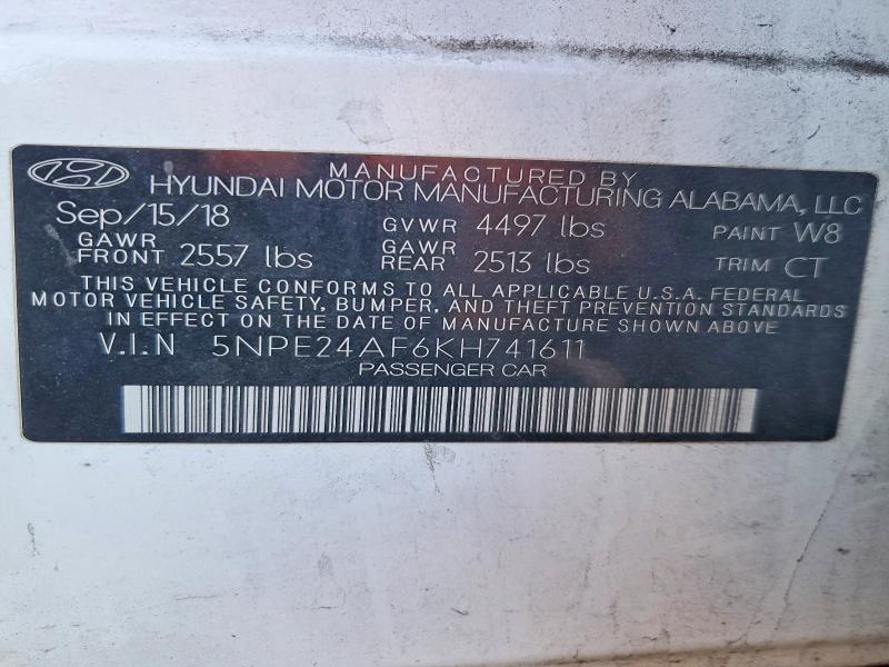 Продажа на аукционе авто 2019 Hyundai Sonata, vin: 5NPE24AF6KH741611, номер лота: 72193445