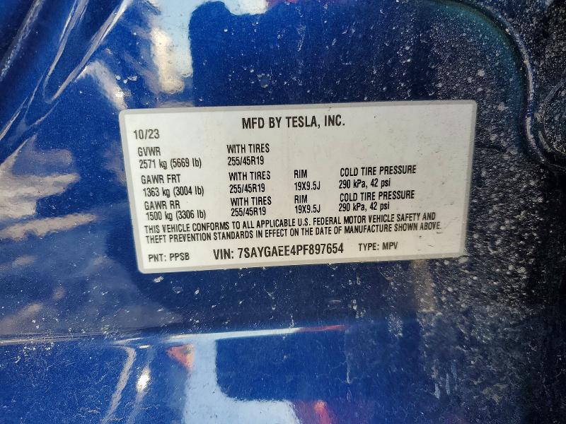 2023 Tesla Model Y მანქანა იყიდება აუქციონზე, vin: 7SAYGAEE4PF897654, აუქციონის ნომერი: 74217625