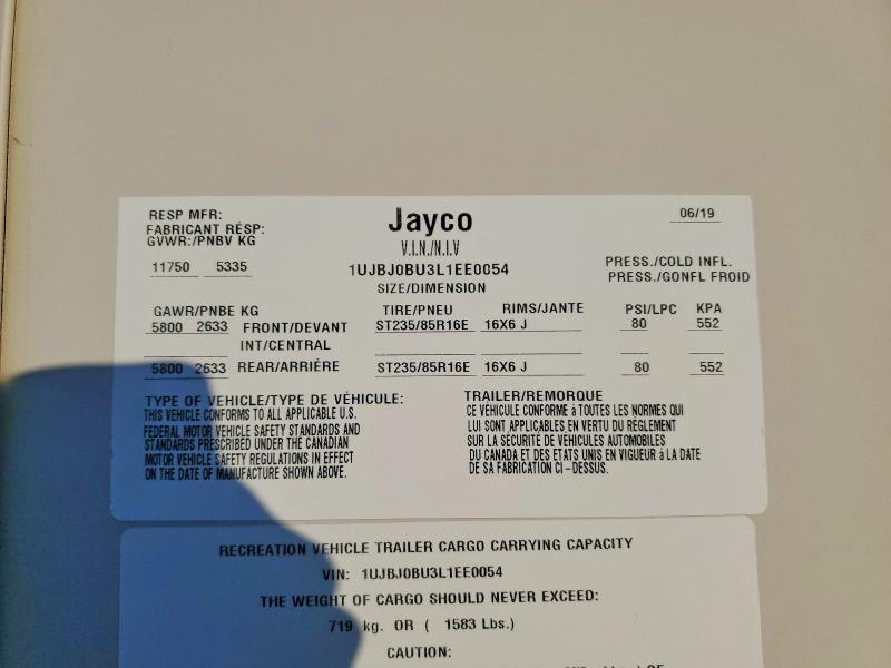 Продаж на аукціоні авто 2020 Jayco Eagle, vin: 1UJBJ0BU3L1EE0054, номер лоту: 99140395