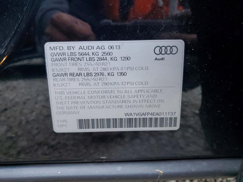 2014 Audi Sq5 მანქანა იყიდება აუქციონზე, vin: WA1VGAFP4EA011137, აუქციონის ნომერი: 98417505