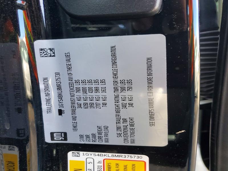 99032815 :رقم المزاد ، 1GYS4BKL8MR375730 vin ، 2021 Cadillac Escalade P مزاد بيع