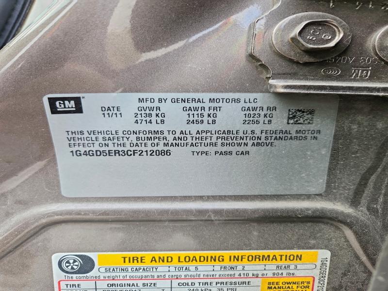 Продаж на аукціоні авто 2012 Buick Lacrosse, vin: 1G4GD5ER3CF212086, номер лоту: 73977365