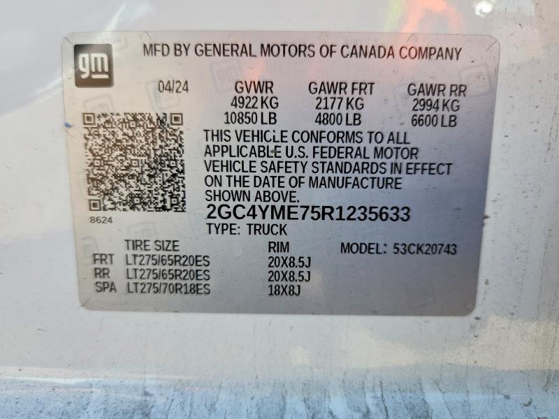 Продажа на аукционе авто 2024 Chevrolet Silverado, vin: 2GC4YME75R1235633, номер лота: 75352885