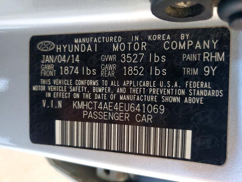 2014 Hyundai Accent მანქანა იყიდება აუქციონზე, vin: KMHCT4AE4EU641069, აუქციონის ნომერი: 74695505
