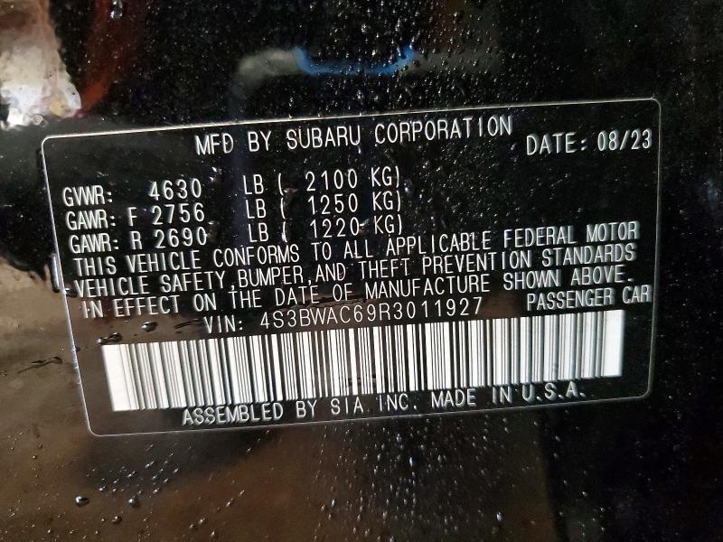 Aukcja sprzedaży 2024 Subaru Legacy, vin: 4S3BWAC69R3011927, numer aukcji: 72121095