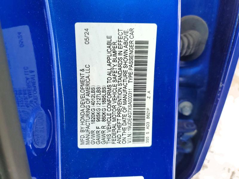 2025 Acura Integra მანქანა იყიდება აუქციონზე, vin: 19UDE4G7XSA000311, აუქციონის ნომერი: 99098955