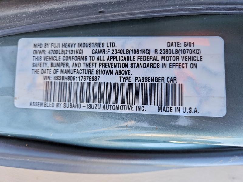 73468425 :رقم المزاد ، 4S3BH806117678687 vin ، 2001 Subaru Legacy مزاد بيع