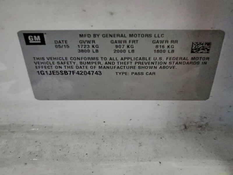 73618225 :رقم المزاد ، 1G1JE5SB7F4204743 vin ، 2015 Chevrolet Sonic مزاد بيع