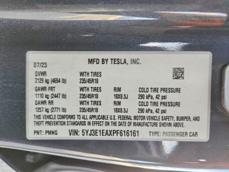 Продажа на аукционе авто 2023 Tesla Model 3, vin: 5YJ3E1EAXPF616161, номер лота: 73745455