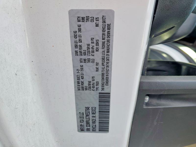 97681385 :رقم المزاد ، 3C6MRVJG7ME537646 vin ، 2021 Ram Promaster 3500 3500 High مزاد بيع
