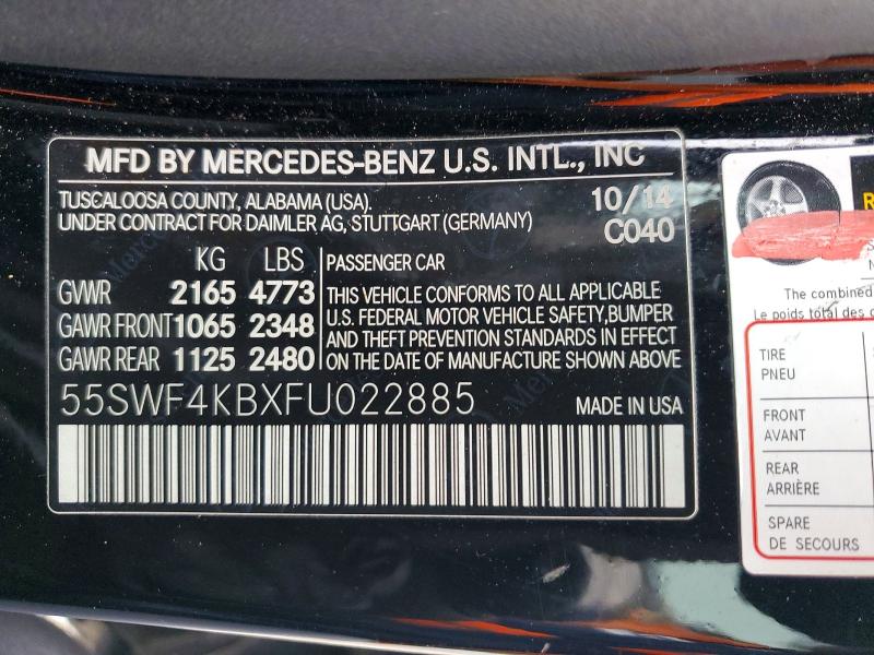 Продаж на аукціоні авто 2015 Mercedes-benz C, vin: 55SWF4KBXFU022885, номер лоту: 74409035