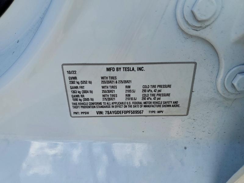 99600235 :رقم المزاد ، 7SAYGDEF0PF589567 vin ، 2023 Tesla Model Y مزاد بيع