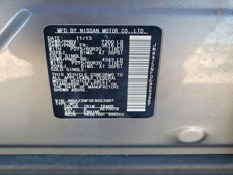 Aukcja sprzedaży 2014 Infiniti Qx80, vin: JN8AZ2NF0E9553967, numer aukcji: 73117335