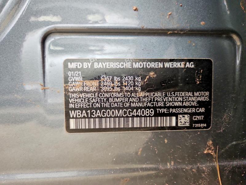 Продаж на аукціоні авто 2021 Bmw 530e, vin: WBA13AG00MCG44089, номер лоту: 72634145