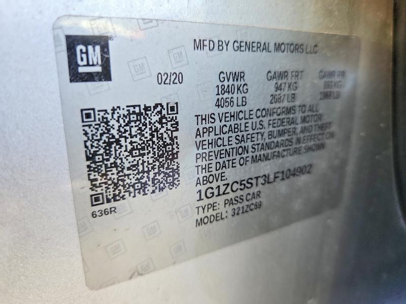 Продаж на аукціоні авто 2020 Chevrolet Malibu, vin: 1G1ZC5ST3LF104902, номер лоту: 72447875