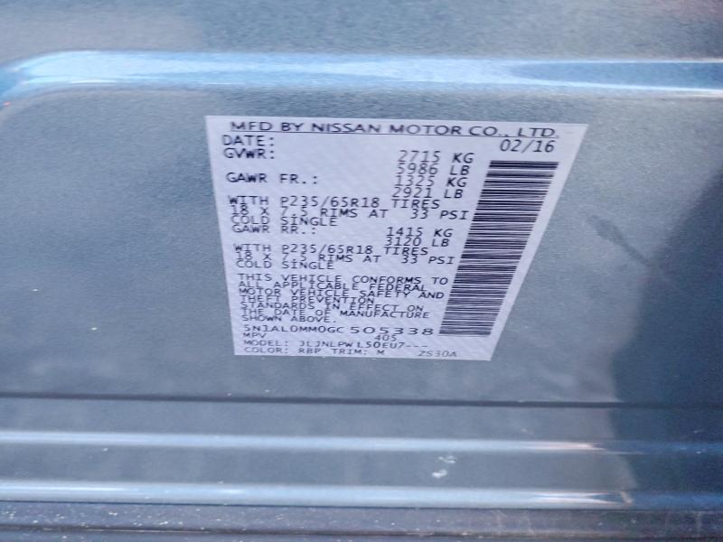 2016 Infiniti Qx60 მანქანა იყიდება აუქციონზე, vin: 5N1AL0MM0GC505338, აუქციონის ნომერი: 98068715
