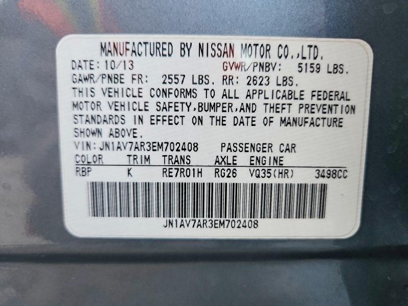 99544635 :رقم المزاد ، JN1AV7AR3EM702408 vin ، 2014 Infiniti Q50 Hybrid مزاد بيع