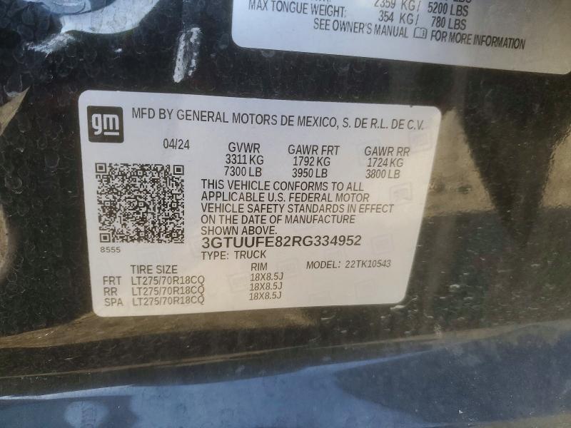 Продаж на аукціоні авто 2024 Gmc Sierra, vin: 3GTUUFE82RG334952, номер лоту: 74072385
